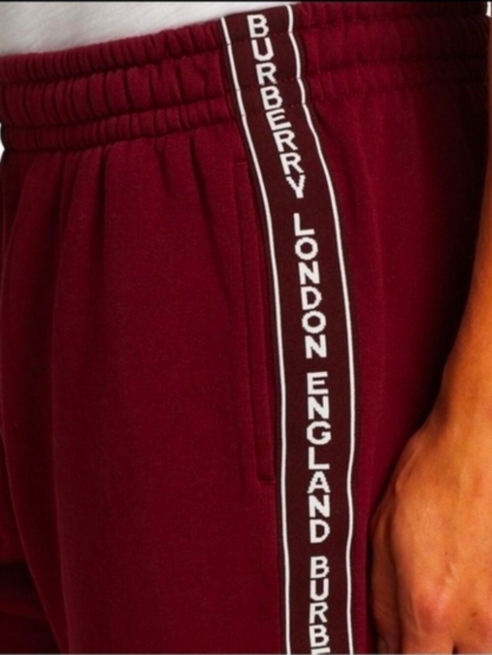 Burberry Burgundy Logo-Trim Shorts